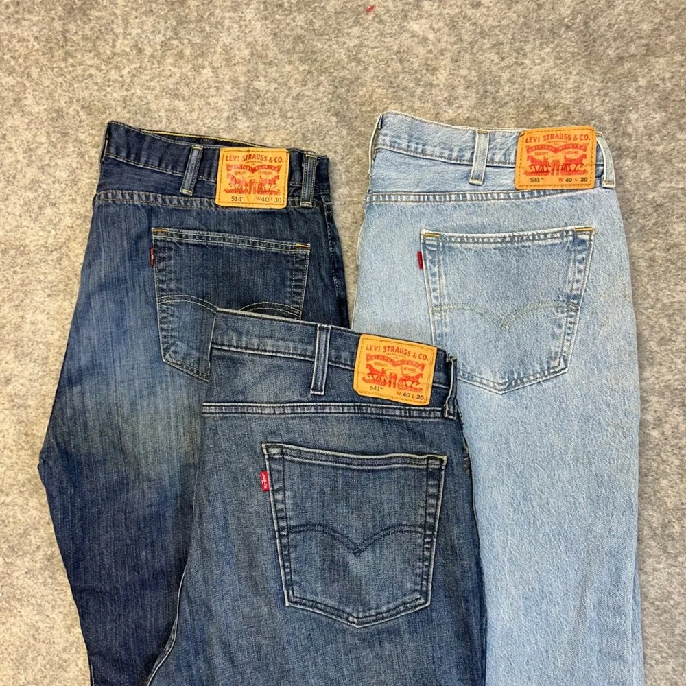Lot of 3 Levi's 541 514 Straight Jeans Men's 40x30 Blue Denim Work Pants Bundle